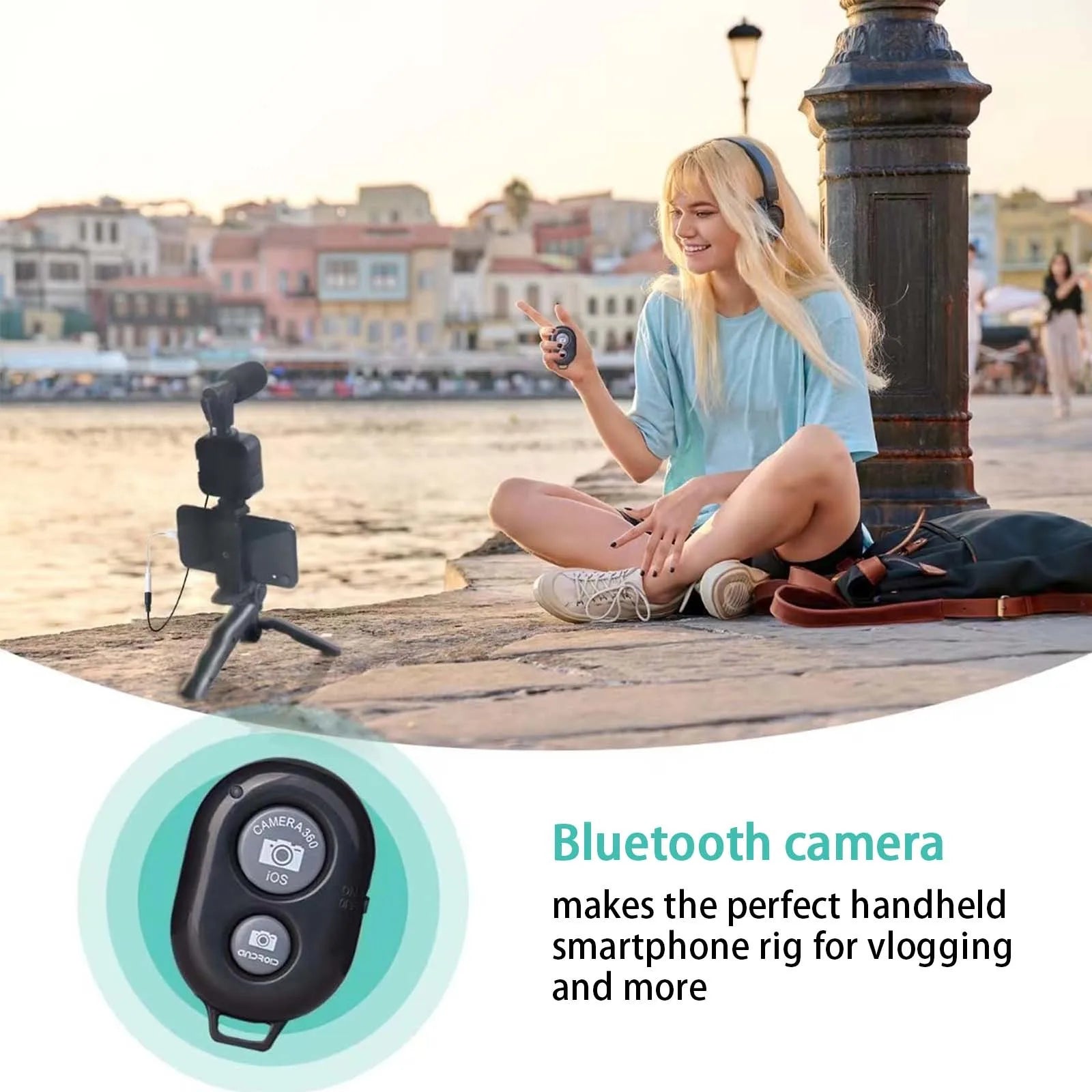 Kit Vlogging Completo per iPhone e Android – Treppiede, Luce LED e Microfono per YouTube, TikTok e Live Streaming